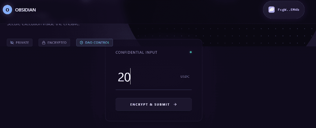 Obsidian bidding interface